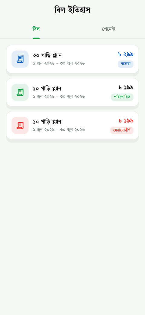 বিল ইতিহাস স্ক্রিন